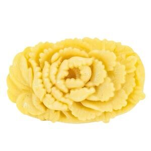 Vintage Yellow Celluloid Floral Brooch Carved Rose Design 1940s Style